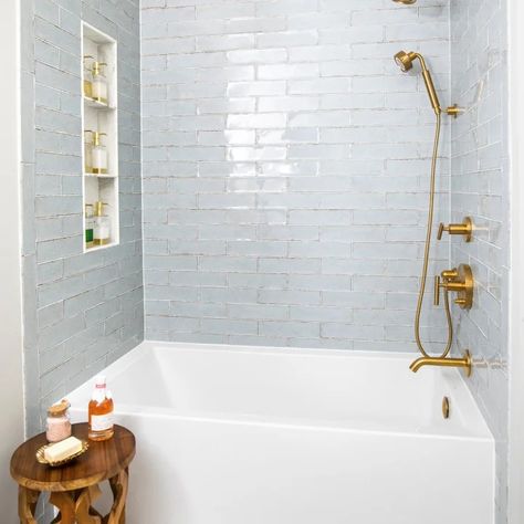 Insert Tub With Tile, Bathtub Alcove Tile Ideas, Alcove Tub Tile Surround, Alcove Bathtub Shower Combo Tile, Tub Shower Niche Placement, White Bath Tub Tile Ideas, Alcove Bathroom Ideas, Shower Niche Placement With Tub, Alcove Tub Ideas