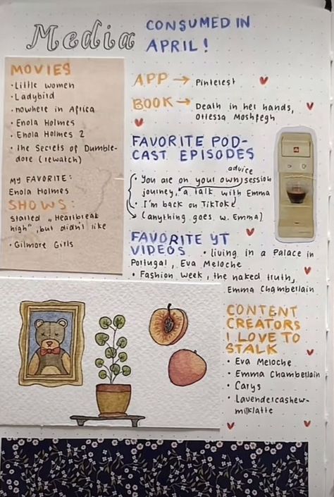 credits to @noamariaa 💕 Hyperfixation Journal, Noa Maria Journal, Movie App, Book Review Journal, Bullet Journel, Art Journal Therapy, Journal Aesthetic, Journal Entries, Bullet Journal Inspo