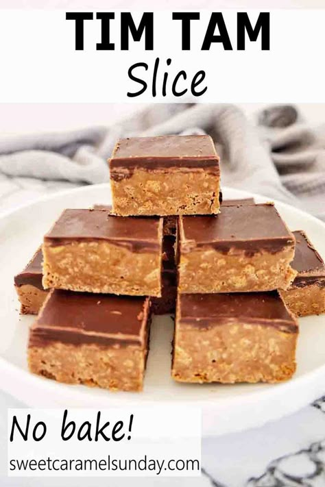 Tim Tam Slice Recipes, Coffee Slice No Bake, Simple Slices Recipes, Easy Slice Recipes Simple, Fudge Slice Recipes, Caramel Slice Recipe Easy, Quick And Easy Slices, Tim Tam Slice, Quick And Easy Slice Recipes