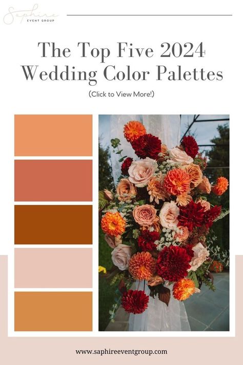 Sunset-Inspired Wedding Color Palette Fall Wedding Color Palette October, Jill Jones, Summer Desert, Wedding Theme Color Schemes, Wedding Color Palettes, Wedding Color Pallet, Fall Wedding Color Palette, Wedding Color Trends, Sunset Color