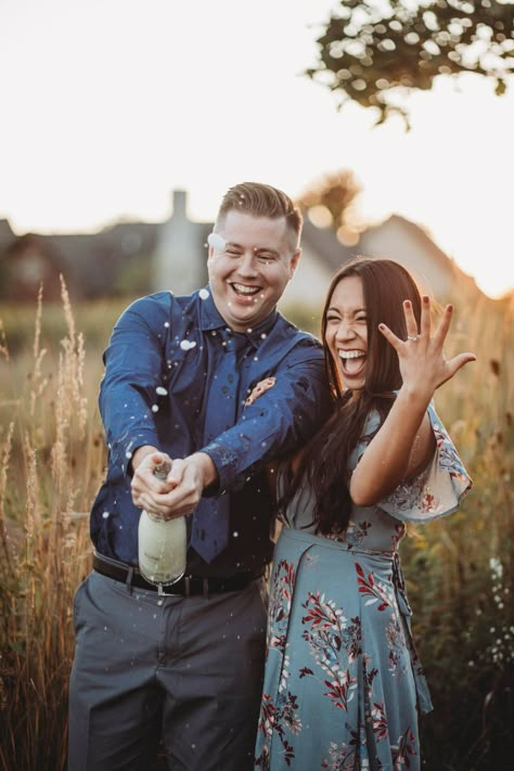 Champagne Photoshoot//13 Tips to Maximize the Pop - samanthamitchellphotos.com Proposal Champagne Photos, Couple Photoshoot With Champagne, Champagne Toast Photoshoot, Champagne Pictures Photography, Engagment Photo Champagne, Fun Engagement Photos Champagne, Engagement Photos With Champagne Bottle, Pop Champagne Engagement Pictures, Champagne Picnic Photoshoot