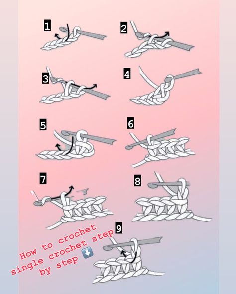 How to crochet single crochet step by step single crochet (abbreviated as “sc”) is the simplest of all crochet stitches making it perfect for projects that require structure, such as amigurumi (crocheted toys), blankets, and more. The beauty of the single crochet stitch lies in its ease of execution and the fact that it forms the foundation for many more complex stitches and techniques. #### How to Do a Single Crochet Stitch Step 1. Insert hook into the next stitch, yarn over, and pull up a... All Types Of Crochet Stitches, How Do I Crochet, How To Start Crochet Without Chain, Left Hand Crochet Patterns, Start To Crochet, How To Start A Crochet, Crochet Stitches Tutorial Step By Step, Crochet Ideas For Beginners Step By Step, Beginning Crochet Tutorial Step By Step