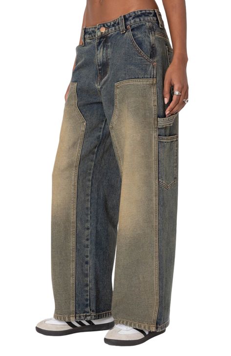 These washed, nonstretch-denim jeans are rendered in a low-rise baggy fit that serves up serious retro flair. Zip fly with button closure Front scoop pockets; back patch pockets; side cargo pockets 100% cotton Machine wash, dry flat Imported Low Waisted Baggy Jeans, Low Rise Baggy Jeans, Visionary Fashion, Low Rise Jean, Bleached Denim, Swimwear Dress, Jeans Online, Washed Denim, Low Rise Jeans