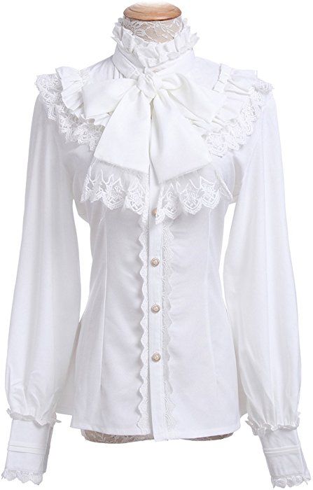 Amazon.com: Nuoqi Women Lolita Lace Stand-Up Collar Black Lotus Ruffle Shirt Retro Victorian Blouse GC238B-XL: Clothing Victorian Shirt, Victorian Blouse, Gothic Shirts, Straight Clothes, Ruffle Shirt, Chiffon Long Sleeve, Cotton Blouse, Lace Ruffle, Turtle Neck Top