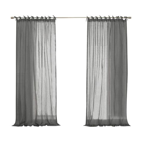 Best Home Fashion Linen Look Sheer Curtains Dark Gray Shear Curtains, Sheer Linen Curtains, Dark Curtains, Empty Room, Fashion Illustration Dresses, Velvet Blanket, Premium Bedding, Gray Linen, Sheer Curtains