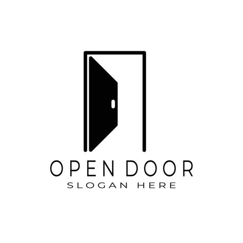 open the door, open deep meaning logo simple logo vector illustration Open Door Illustration, Door Logo Design, Doors Logo, Minimal Door, Door Logo, Logo Design Inspiration Branding, Logo Making, Typo Logo, Logo Design Typography