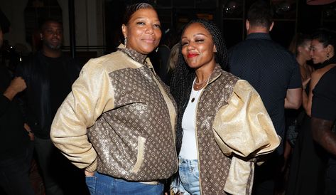 Queen Latifah Girlfriend, Blue Mesh Dress, Heart Sneakers, Converse X Comme Des Garcons, Most Comfortable Sneakers, Monogram Jacket, Dwyane Wade, Tracee Ellis Ross, Queen Latifah