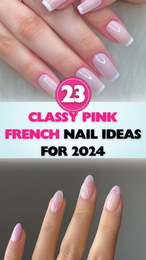 Discover the most elegant pink French nails to try in 2024. Pink French Tip Nail Art, Pink French Manicure Designs, French Manicure Summer 2024, Elegant French Nails Design Classy, French Manicure Designs Pink, Blush Pink French Tip Nails, Pink And White Tip Nails, Pale Pink French Tip Nails, Pink Tip French Manicure