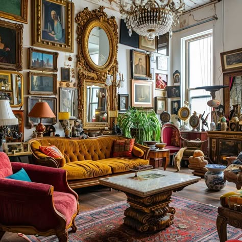 Decorating With Collections, Vintage Maximalist Living Room, Maximalist Living Room Decor, Vibrant Maximalist, Maximalist Decor Eclectic, Home Maximalist, Make A Mood Board, Cozy Maximalism, Essence Fest