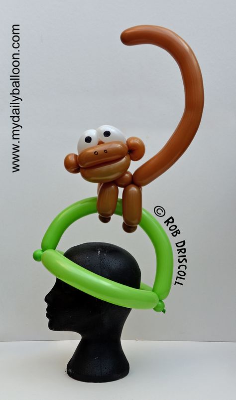 Easy Balloon Animals, Balloon Hats, Clown Balloons, Balloons Galore, Balloon Hat, Twisting Balloons, Monkey Hat, Monkey Baby Shower, Balloon Artist