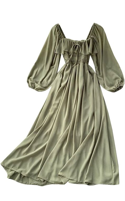 Light green summer dress #witchythings #witchaesthetic #witchcore #cottagcore #summerdress #witchfqshion #forestwitch #greenwitch Bust Dress, Green Summer Dresses, Cottagecore Clothes, Sage Green Dress, Dress Cottagecore, Cottagecore Dress, Prom Dresses With Sleeves, Casual Wedding, Long Puff Sleeves