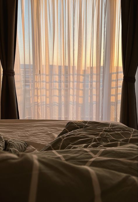 Creamy Aesthetic, Coffee In Bed, Bedroom Window, One Bed, Bedroom Windows, Dreamy Room, Breakfast In Bed, Neutral Tones, Golden Hour