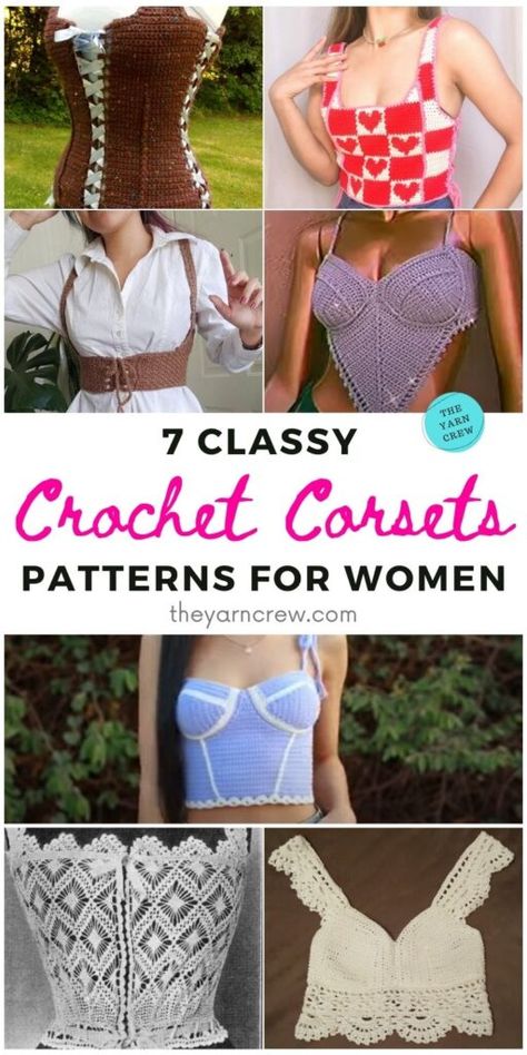 Corset Patterns, Classy Crochet, Crochet Corset, Crochet Top Outfit, Confection Au Crochet, Corset Pattern, Stylish Crochet, Crochet Lace Edging, Crochet Tops Free Patterns