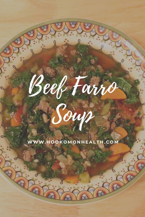 This hearty beef farro soup is loaded with veggies and is perfect to cozy up to on a chill night. #BeefFarroSoup #Soup #Cozy Beef Farro Soup, Beef And Farro Soup, Wild Rice Soup Crockpot, Rice Soup Crockpot, Soup With Beef Broth, Crockpot Minestrone, Farro Soup, Soup Cozy, Chill Night