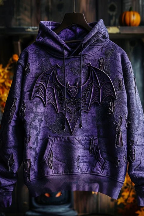 🎃 Spook-tacular Style Awaits! 🎃 😈 New Arrival Clothes Are Gifts for fans 😱 A dash of eerie charm with every detail! Bat Hoodie, Hoodie Photo, Clothing Aesthetics, Bat Print, Bat Halloween, Halloween Men, Halloween Bats, Pullover Designs, Halloween Prints