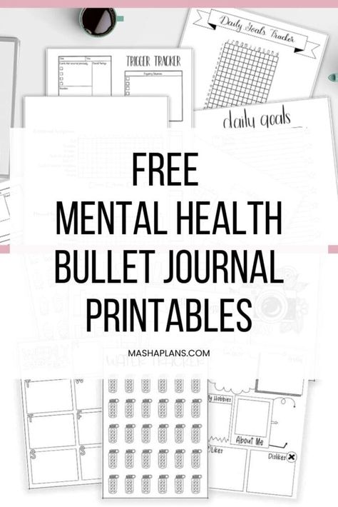 Ready to take control of your mental health? Get started with our free Mental Health Bullet Journal Printables! Keep track of self-care tasks, goals, and progress throughout the year. Download now and stay organized today! #MashaPlans #FreePrintables #MentalHealth Therapy Journal Template, Mental Health Journaling Printable, Free Mental Health Printables, Self Therapy Journal Template, Mental Health Planner Free Printable, Free Worksheets For Mental Health, Mental Health Bullet Journal Ideas, Bullet Journal Templates Free Printables, How To Journal For Mental Health