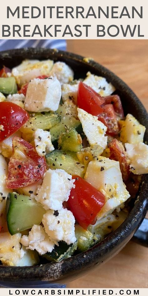 Mediterranean Breakfast Salad, Hard Boiled Eggs For Breakfast, Mediterranean Keto Breakfast, Quick Mediterranean Breakfast Ideas, Breakfast With Cucumbers, Mediterranean Diet Egg Recipes, Ways To Eat Hard Boiled Eggs, Quick Mediterranean Breakfast, Mederteranian Breakfast