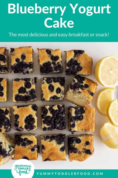 Blueberry Yogurt Cake Yogurt Snack Cake, Blueberry Yoghurt Cake, Yogurt Blueberry Cake, Blueberry Greek Yogurt Cake, Blueberry Yogurt Cake, Breakfast Calories, Yogurt Snacks, Blueberry Yogurt, Toddler Recipes