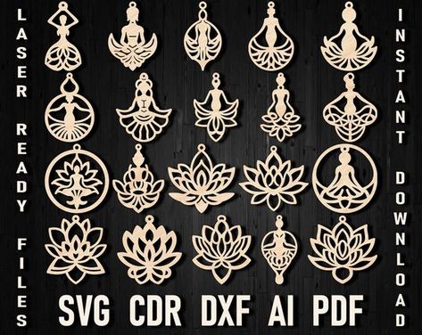 Yoga Earring SVG DXF Laser Cut Lotus Templates for Wood Acrylic Leather Christmas Chakra Jewelry Vector Files Laser Cricut Glowforge Xtool Laser cut files #lasercutfiles laser cut files svg #lasercutfilessvg laser cut 3d files #lasercut3dfiles pattern #pattern  patterns #patterns templates #templates 5.162 Yoga Earrings, Leather Christmas, Earring Svg, Cdr File, Laser Cut Earrings, Wood Acrylic, Chakra Jewelry, Laser Machine, Laser Cut Files