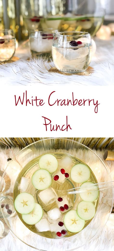 White Cranberry Punch (Mocktail) New Years Punch Non Alcoholic, White Mocktails Non Alcoholic, New Years Eve Punch Recipes, White Cranberry Punch, New Years Punch Recipes, Punch Mocktail, Wedding Punch, Cranberry Mocktail, Cranberry Juice And Vodka