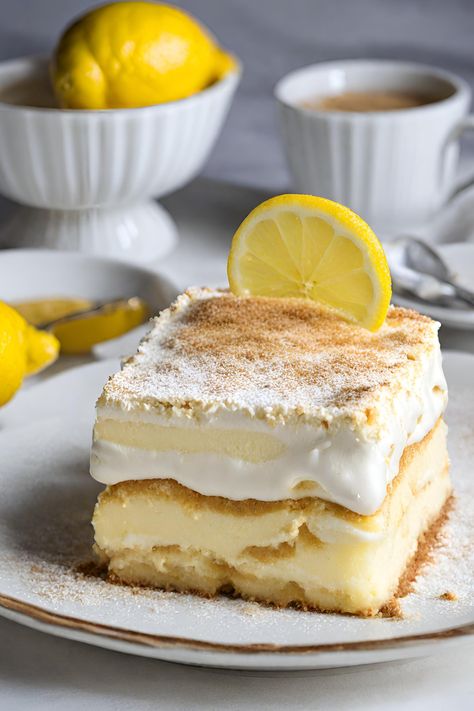 Luscious Lemon Tiramisu Orange Tiramisu Recipe, Tiramisu Plating Ideas, Golden Malted Waffle Recipe, Malted Waffle Recipe, Tiramisu Lemon, Lemon Tiramisu Recipe, Ube Cheesecake Recipe, Lemon Sweets, Lemon Tiramisu