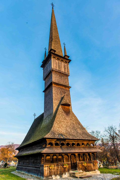 The Unesco World Heritage wooden churches in Maramures, Romania, via @TravelPast50 History Of Romania, Wooden Churches, Wooden Church, Romania Travel, Building Stone, Medieval Houses, Sacred Architecture, Senior Trip, Old Churches