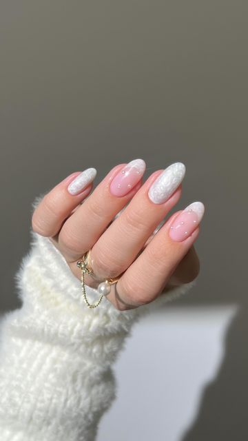 Aist�ė Haas on Instagram: "🌬️🌨️ Holiday nails, but keeping it classy with pearly whites that shimmer like winter snow ❄️ *all products are linked on my amzn in the bio _____ (*aff) #pearlnails #whitenails #winternails #christmasnails #holidaynails #nailinspo #sparklynails #frenchnails" Eras Nails, Icy Nails, Snow Nails, Cute Christmas Nails, Pearl Nails, Sparkly Nails, Keep It Classy, Nail Inspiration, White Bow