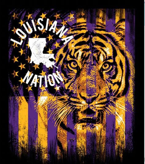 LSU Tiger Minky Panel | NCAA Louisiana Flag LSU Tiger Panel 48x60in |  Sykel Enterprises College Minky Collection | 100% Polyester Lsu Tigers Art, Lsu College, Tiger Birthday Party, College Football Helmets, Lsu Fans, Lsu Tigers Football, Tiger Birthday, American Flag Wallpaper, Lsu Football