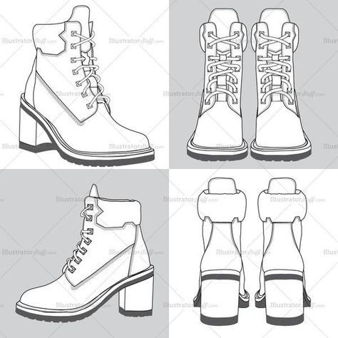 Detail Sketch, Fashion Illustration Shoes, Boots 2020, Shoe Sketches, Shoes Illustration, Shoe Design Sketches, Shoes Drawing, Mode Abaya, Trendy Boots