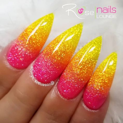 Bright Sparkle Nails, Pink And Yellow Glitter Nails, Bright Sparkly Summer Nails, Neon Glitter Nails Summer, Bright Sparkly Nails, Bright Glitter Nails, Summer Glitter Nails, Neon Glitter Nails, Gigi Nails