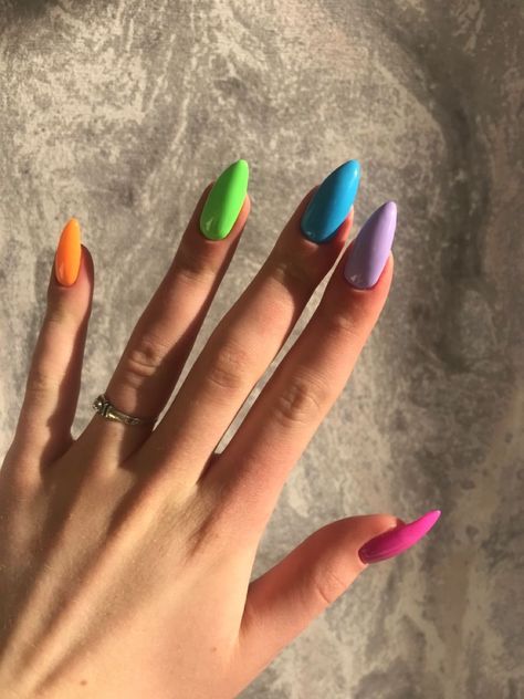 Summer Nails 2023 Color Trends Summer Nails Beach | Summer Nails Trendy Bright January Nails, Bold Colour Nails, Brightly Colored Nails, Solid Nail Color Designs, Bright Color Nails Summer, Different Solid Color Nails, Bright Purple Summer Nails, Multicoloured Nails Summer, Solid Color Acrylic Nails Summer