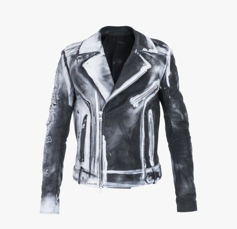 Denim Biker Jacket Men, Balmain Denim Jacket, Ripped Leather Jacket, Spray Painted Leather Jacket, Spray Paint Leather Jacket, Spray Painted Clothing, Spray Paint Jacket, Paint Leather Jacket, Diy Leather Jacket