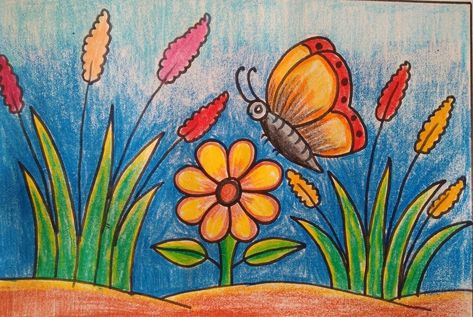 Drawing For Class 1 Students, Butterfly Sitting On Flower Drawing, Butterfly Drawing For Kids Easy, Drawing For Class 2 Students, Pushpa Drawing, Butterfly Sitting On Flower, Butterfly Drawing For Kids, Drawing Ideas For Kids Easy, Marriage Application