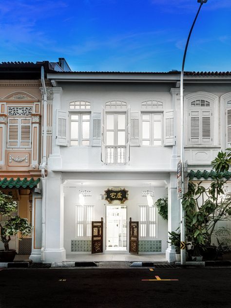 Photo 1 of 24 in These Radically Reimagined Shophouses in Singapore Break the Co-Living Mold - Dwell Singapore House, Brick Siding, Co Living, Colonial Style, Architect Design, White Interior, Architecture Model, White Painting, Shutters