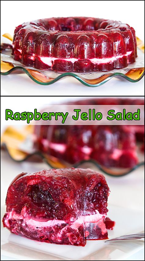 Cran-Raspberry Jello Salad - Joy In Every Season Fruity Salads, Raspberry Jello Salad, Salad Christmas, Jelly Salad, Cranberry Jello Salad, Raspberry Jello, Congealed Salad, Jello Mold Recipes, Cranberry Jello