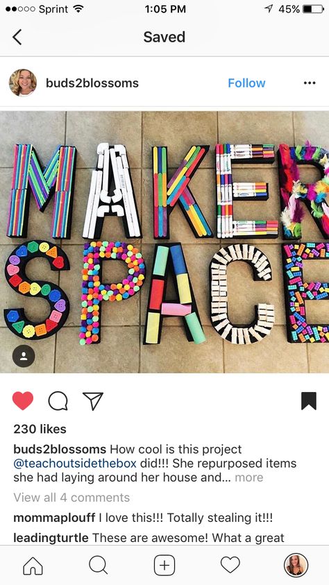 Makers space wall decor. Super cute idea. Maker Space Bulletin Board, Stem Sign Classroom, Space Bulletin Boards, Makerspace Elementary, Teacher Appreciation Week Themes, Stem Club, Steam Classroom, Maker Labs, Stem Lab