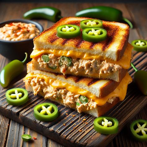 Spicy Jalapeño Cheddar Tuna Melt Spicy Tuna Melt, Spicy Tuna Sandwich, Pizza Puff Pastry, Puff Pastry Tarts, Store Fresh Herbs, Rice Side Dish Recipes, Tuna Melt, Puff Pastry Tart, Tuna Sandwich