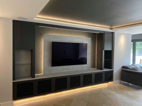 Media Wall With Storage Cupboards, Media Center Ideas Living Rooms, Room Arch, Snug Ideas, Built In Tv Cabinet, Built In Tv Wall Unit, Media Walls, Media Wall Unit, Dallas House