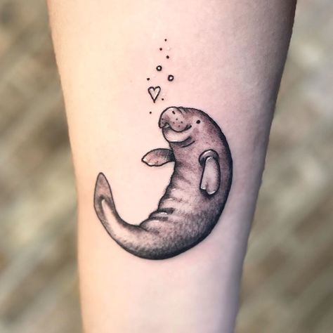 Cute manatee✨ I have time to tattoo NEXT WEEK! Message me to set something up📲🤗 #cutetattoos #tattooideas #blackandgraytattoo #armtattoo… Manatee Tattoo Outline, April Tattoo Ideas, Manatee Tattoo, Cute Manatee, Otter Tattoo, Celtic Tattoo Symbols, Pocket Watch Tattoos, Mother Nature Tattoos, Sibling Tattoos