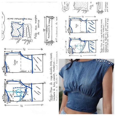 Sewing Blouses, Fashion Sewing Tutorials, Diy Blouse Pattern, Diy Vetement, Blouse Pattern Sewing, Sewing Design, Jeans Diy, Diy Sewing Clothes, Drafting Patterns