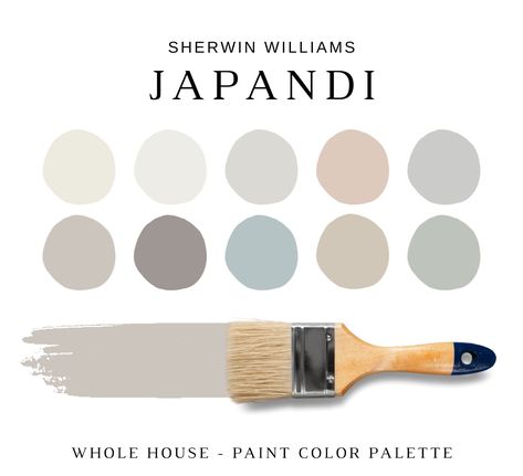 The PDF contains EVERYTHING you need to KNOW about Sherwin Williams JAPANDI Paint Colors! It includes a list of 16 complementary Sherwin Williams JAPANDI Paint Colors that complement each other. This is a PREPACKAGED Color Palette Selection Listing that includes the Sherwin Williams complementary color recommendations for walls, ceilings, trims, moldings, doors, and window frames - for your WHOLE HOUSE. NOTE: This LISTING is MORE than color palette suggestions! This is a *digital download* PDF t Scandinavian Palette, Scandinavian Paint Colors, Wabi Sabi Color, Paint Sheen Guide, Japandi Color Palette, Scandinavian Color Palette, Wabi Sabi Home, Material Color Palette, Sherwin Williams Color Palette