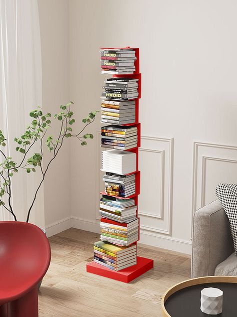 Floating Bookshelf for Book Disply6 Tier, 7 Tier, 8 Tier, and 9 Tier – Ausique Decor Tall Corner Bookshelf, Cool Bookcase, Stacked Bookshelf, Funky Bookcase, Minimalistic Bookshelf, Book Stacks Decor, Doorway Shelf, Book Shelf Bedroom, Book Shelves Ideas