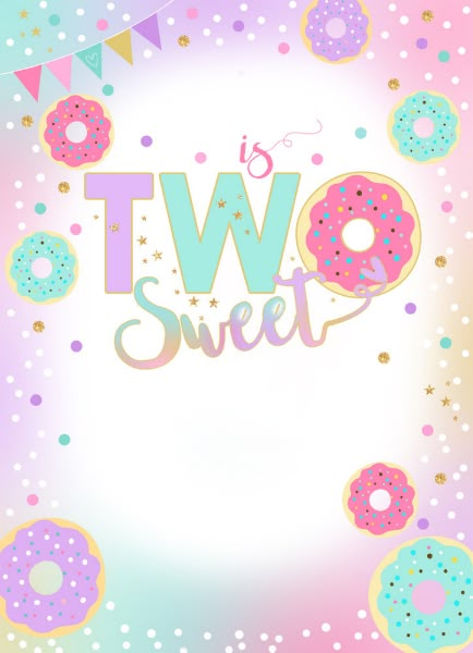 Two Sweet Invitation Template, Too Sweet 2nd Birthday, Two Sweet Party 2nd Birthday, 2nd Birthday Party Invitations, Two Sweet Birthday Invitation, Donut Birthday Party Invitations, Candy Invitations, Two Sweet Birthday, Candy Theme Birthday Party