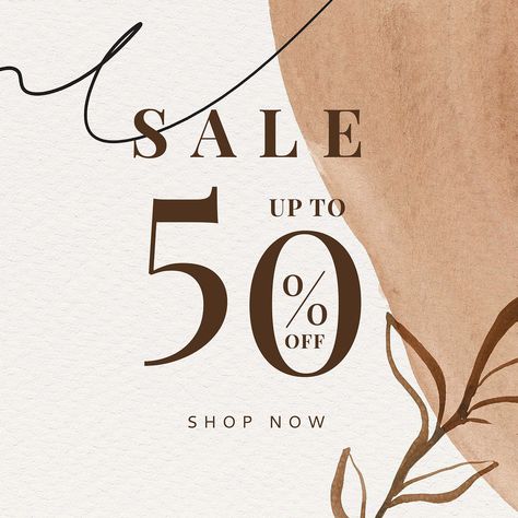 Sale 50% off watercolor Memphis patterned social template vector | premium image by rawpixel.com / Adjima Up To 50% Off Sale Banner, 11 11 Sale Poster, Fashion Banners, Aesthetic Frame, Business Marketing Design, Brown Watercolor, Logo Online Shop, Small Business Quotes, Sale Image