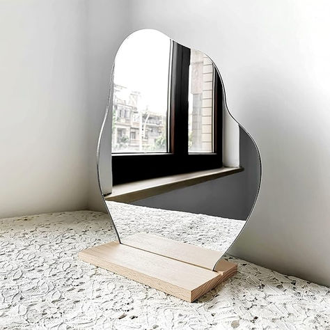 Asymmetrical Cloud Mirror, UNBREAKABLE & LIGHTWEIGHT MIRROR: This table mirror is made of Acrylic, thickness is 0.1 inches ( 2.6mm )， not easy to damage, safe for your kids. Preppy Wavey Mirrors, Danish Pastel Wavy Mirror, Small Wavy Mirror, Cloud Shape Mirror, Wavy Mirror Led Mini, Shelving Unit Bedroom, Lamp Planters, Cloud Mirror, Boho Mirror