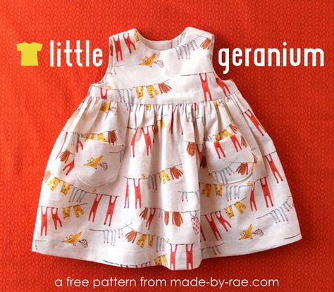 Geranium Dress Pattern, Baby Dress Pattern Free, Dress Pattern Free, Geranium Dress, Free Baby Patterns, Baby Dress Pattern, Free Dress, Dress Patterns Free, Sewing Patterns Girls