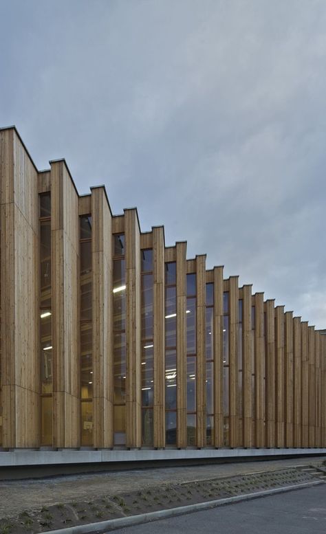 Sport Hall in La Baule,© Philippe Ruault Building Skin, Factory Architecture, Wood Facade, Pavilion Architecture, Facade Architecture Design, Wood Architecture, Sport Hall, Architecture Concept Drawings, Building Facade