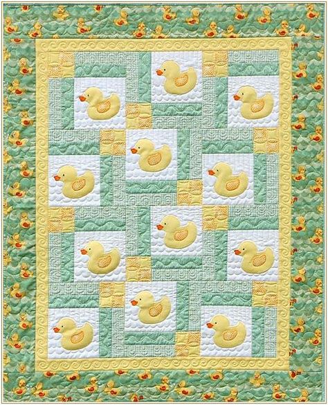 Flower Applique Quilt Patterns | That was all fine and dandy, but try to find some duck fabric in green ... Quilts Easy, Baby Quilts Easy, Baby Boy Quilt Patterns, Baby Sayings, Quilt Applique, Cake Quilt, Baby Applique, Kids Quilts, Cot Quilt