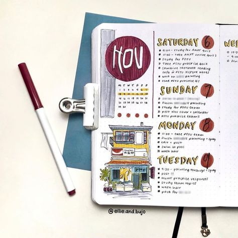 Weekly Spread Bullet Journal, Draw Food, Bullet Journal Contents, Notes Inspo, Aesthetic Journaling, Creative Diary, Planner Themes, Bulletin Journal Ideas, Bullet Journal Aesthetic