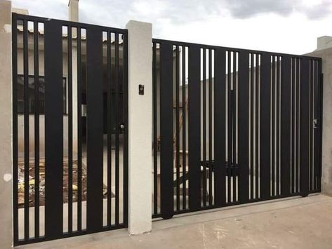 Farmhouse Gate Design, Fence Design Modern Steel, Modern Gates, Pagar Modern, Modern Main Gate Designs, Metal Gates Design, Home Gate Design, Gate Wall Design, Gate Designs Modern